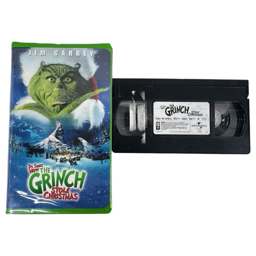 How‎ the Grinch Stole Christmas VHS 2001 Jim Carrey Clamshell Prior Rental